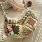 Retro Loop Colorblock Crochet Bag Kit – DIY Granny Square Crescent Shoulder Bag