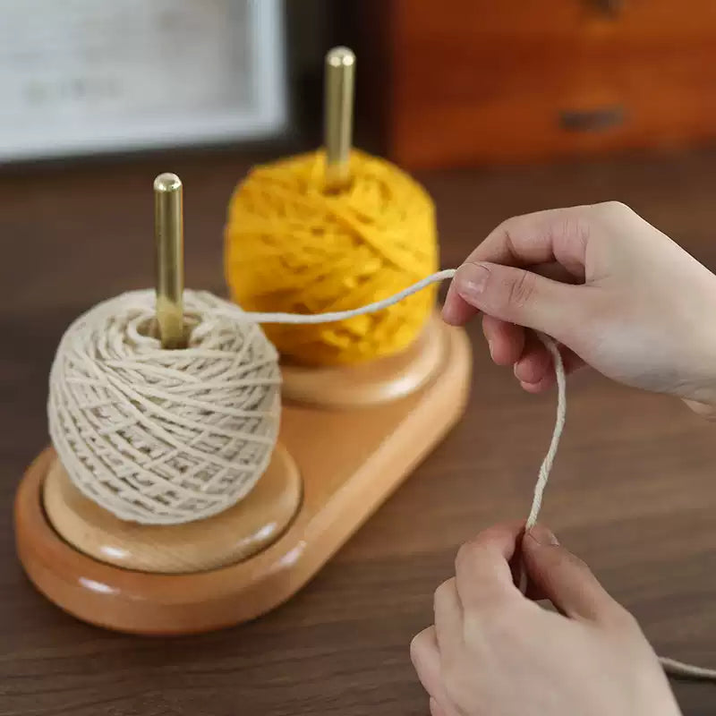Spin & Stitch Wooden Yarn Holder – Upright Spindle Knitting & Crochet Organizer