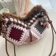 Retro Loop Colorblock Crochet Bag Kit – DIY Granny Square Crescent Shoulder Bag