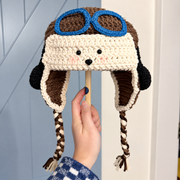 Puppy Pilot Kids Aviator Hat Crochet Kit – DIY Dog Earflap Beanie Yarn Project