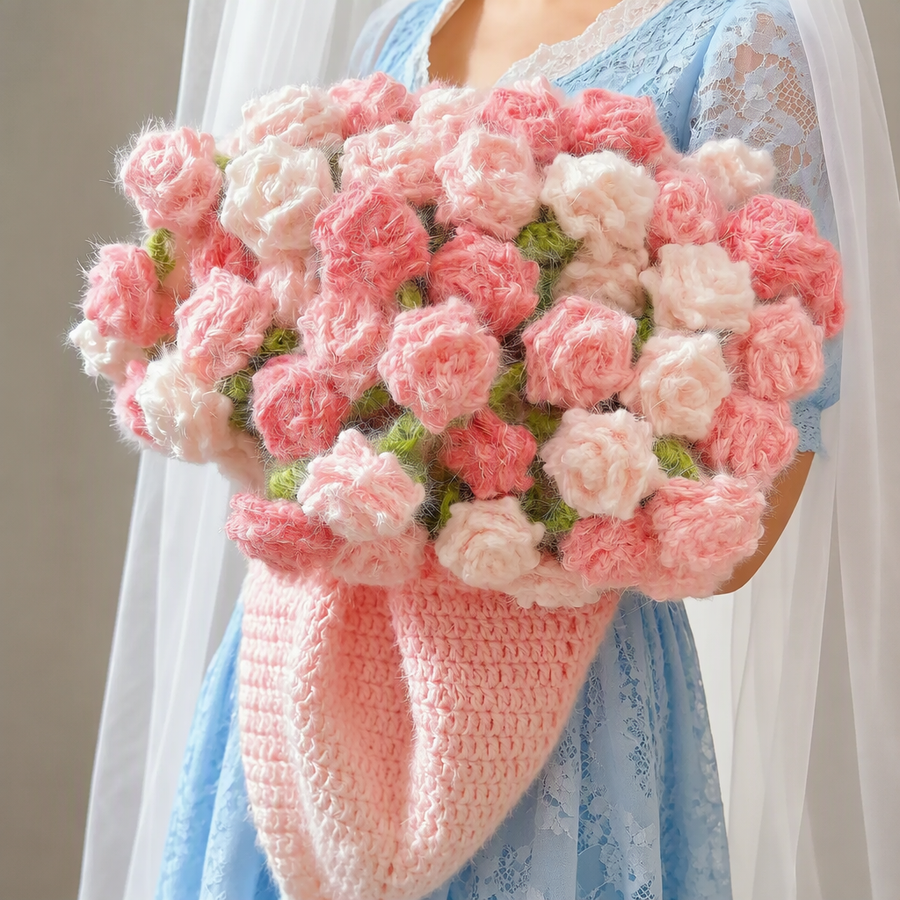 Rose Reverie Rose Blanket Crochet Kit – Gradient Floral Throw DIY Yarn Project